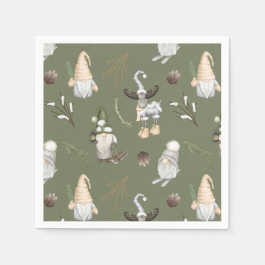 Christmas Gnomes Woodland Serviette (Vorderseite)