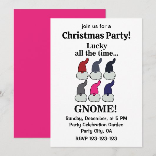 Christmas Gnomes Xmas Lucky Christmas Party Einladung (Vorne/Hinten)