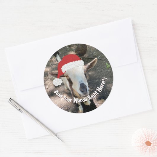 Christmas Goat Custom Message Runder Aufkleber (Umschlag)