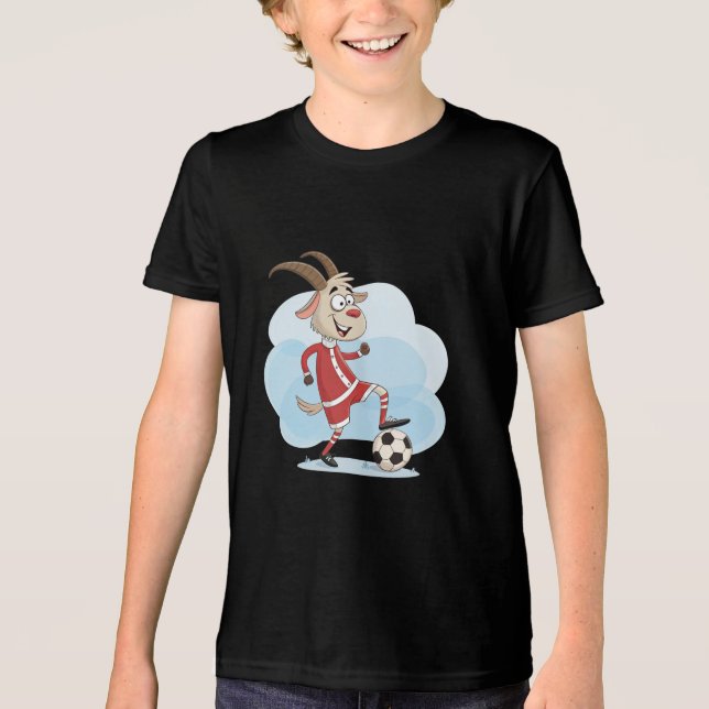 Christmas Goat Playing Soccer Tri-Blend Shirt (Vorderseite)