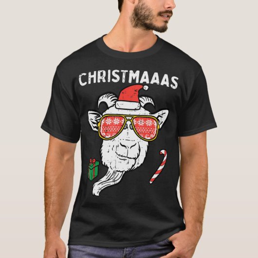 Christmas Goat Santa Xmas Farm Animal Farmer Men W T-Shirt (Vorderseite)