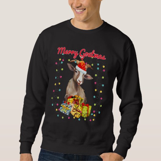 Christmas Goat Wreathed in Holiday Lights(C) Sweatshirt (Vorderseite)
