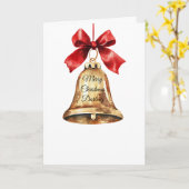 Christmas Gold Bell Red Bow Karte (Gelbe Blume)