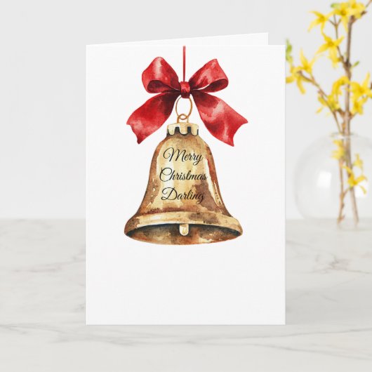 Christmas Gold Bell Red Bow Karte (Gelbe Blume)