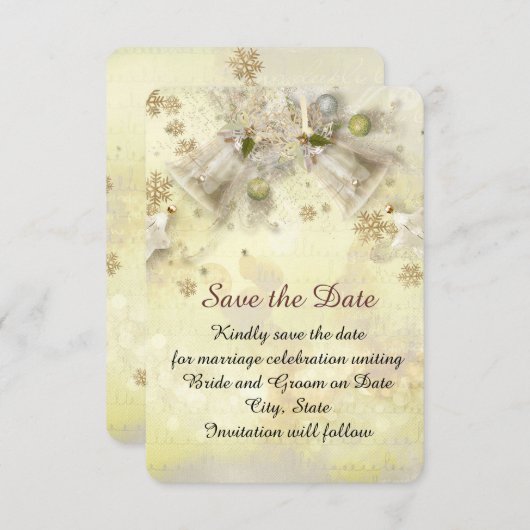 Christmas Gold Bell Save the Date (Vorne/Hinten)