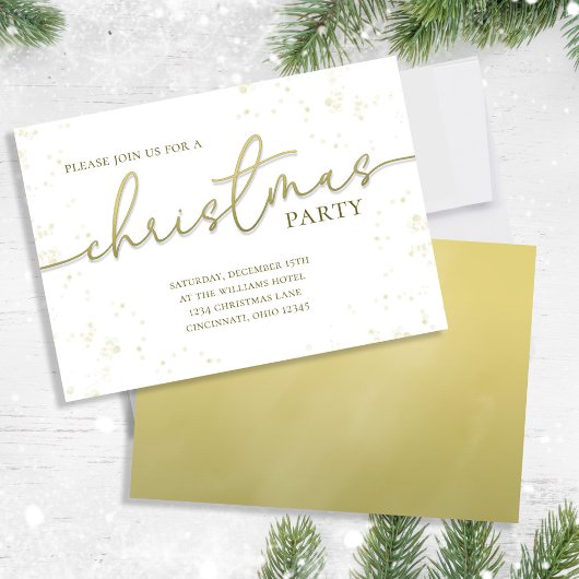 Christmas Gold Calligraphy Script Einfaches Party Einladung