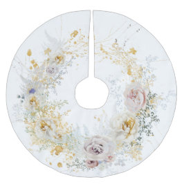 Christmas Gold Floral Wreath Polyester Weihnachtsbaumdecke