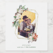 Christmas Gold Geometric Foto | Urlaub mit Flora Weinetikett (Einzelnes Label)