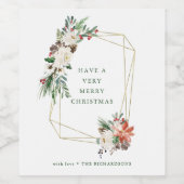 Christmas Gold Geometric | Urlaub mit Flora Weinetikett (Einzelnes Label)
