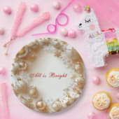 Christmas Gold Ornaments,Snowflakes All is Bright Pappteller (Party)