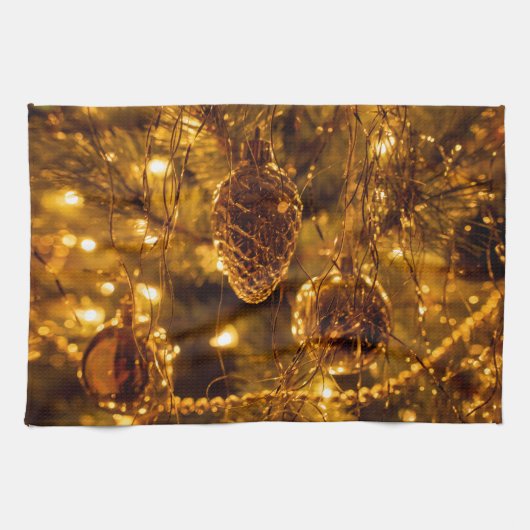 Christmas Gold Pine Cone Geschirrtuch (Horizontal)