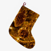 Christmas Gold Pine Cone Großer Weihnachtsstrumpf (Vorderansicht (hängend))