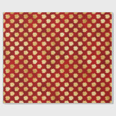 Christmas Gold Poinsettias auf Red Geschenkpapier (Flach)