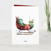 Christmas Gold Red Green Sleigh Karte (Rückseite)