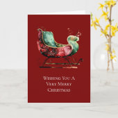 Christmas Gold Red Green Sleigh Karte (Gelbe Blume)