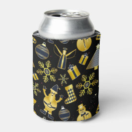 Christmas Gold Santa Snowman Strumpf Pattern Dosenkühler