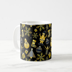 Christmas Gold Santa Snowman Strumpf Pattern Kaffeetasse