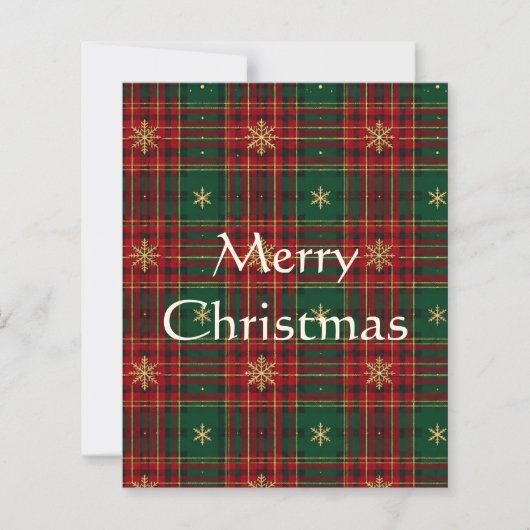 Christmas Gold Snowflake Tartan Plaid Holiday Card (Vorderseite)