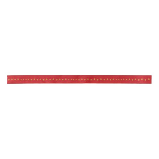 Christmas Gold Stars Pattern Red Satinband (Vorderseite)