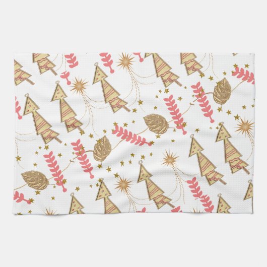 Christmas Gold Trees Kitchen Towels Geschirrtuch (Horizontal)