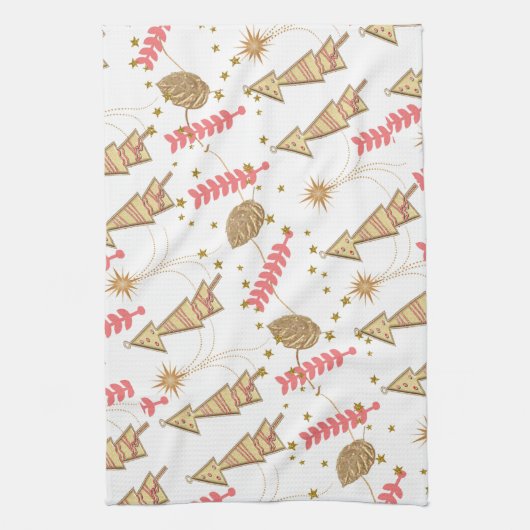 Christmas Gold Trees Kitchen Towels Geschirrtuch (Vertikal)