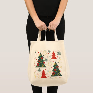 Christmas Gold Twinkle Starry Pines Tragetasche