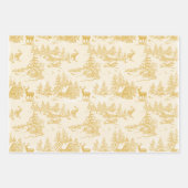 Christmas Gold Wrapping Paper Flat Sheet Set of 3 Geschenkpapier Set (Vorderseite)
