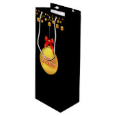 Christmas Golden Polka Dots Geschenktüte Für Weinflaschen (Vorderseite Schrägansicht)