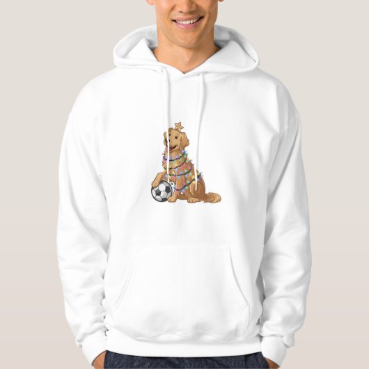 Christmas Golden Retriever Dog with Soccer Ball Hoodie (Vorderseite)