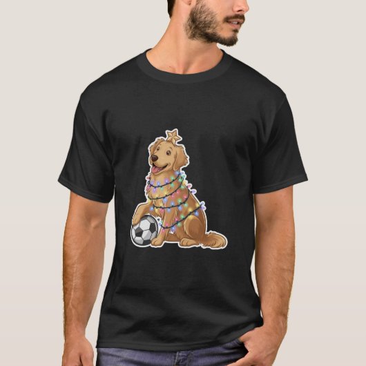 Christmas Golden Retriever Dog with Soccer Ball T-Shirt (Vorderseite)