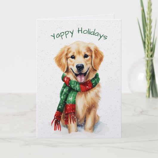 Christmas Golden Retriever In Snowflakes Feiertagskarte (Vorderseite)