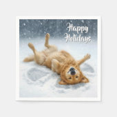 Christmas Golden Retriever Making a Snow Angel Serviette (Vorderseite)