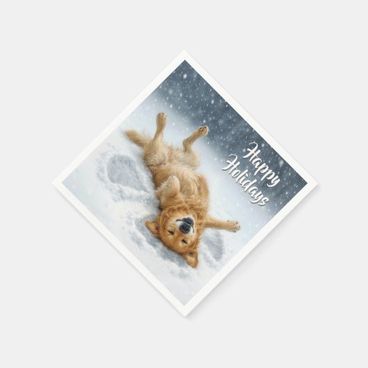 Christmas Golden Retriever Making a Snow Angel Serviette (Ecke)