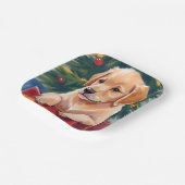 Christmas Golden Retriever Puppy Present Holiday Pappteller (Gewinkelt)