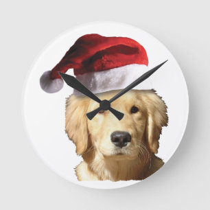 Christmas Golden Retriever Runde Wanduhr