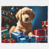 CHRISTMAS GOLDEN RETRIEVY PUPPY FLEECEDECKE (Vorderseite (Horizontal))