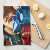 CHRISTMAS GOLDEN RETRIEVY PUPPY GESCHIRRTUCH (Viertel Falte)