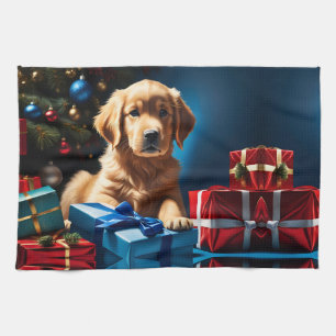CHRISTMAS GOLDEN RETRIEVY PUPPY GESCHIRRTUCH
