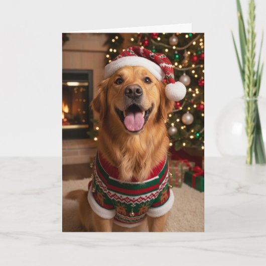 Christmas Golden Retriver Dog Custom Holiday Card Karte (Vorderseite)