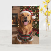 Christmas Golden Retriver Dog Custom Holiday Card Karte (Gelbe Blume)