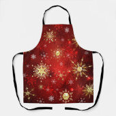 Christmas Golden Snowflakes on Red Background Schürze (Vorderseite)