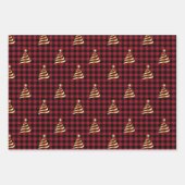 Christmas Golden Tree Buffalo Kariert Red Green Bl Geschenkpapier Set (Vorderseite)