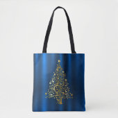 Christmas Golden Tree Navy Blue Tasche (Vorderseite)
