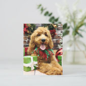 Christmas - GoldenDoodle - Claire Feiertagspostkarte (Stehend Vorderseite)