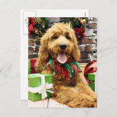 Christmas - GoldenDoodle - Claire Feiertagspostkarte (Vorne/Hinten)