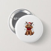 Christmas Goldendoodle Dog Reindeer Holiday Doodle Button (Vorne & Hinten)