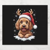 Christmas Goldendoodle Dog Reindeer Holiday Doodle Schaumweinetikett (Einzelnes Label)
