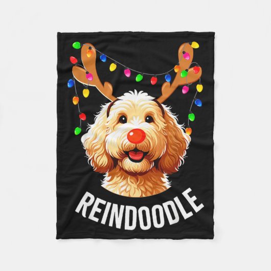 Christmas Goldendoodle Reindeer Doodle Dog Reindoo Fleecedecke (Vorderseite)