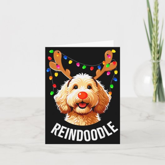 Christmas Goldendoodle Reindeer Doodle Dog Reindoo Karte (Vorderseite)