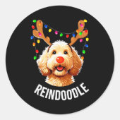 Christmas Goldendoodle Reindeer Doodle Dog Reindoo Runder Aufkleber (Vorderseite)